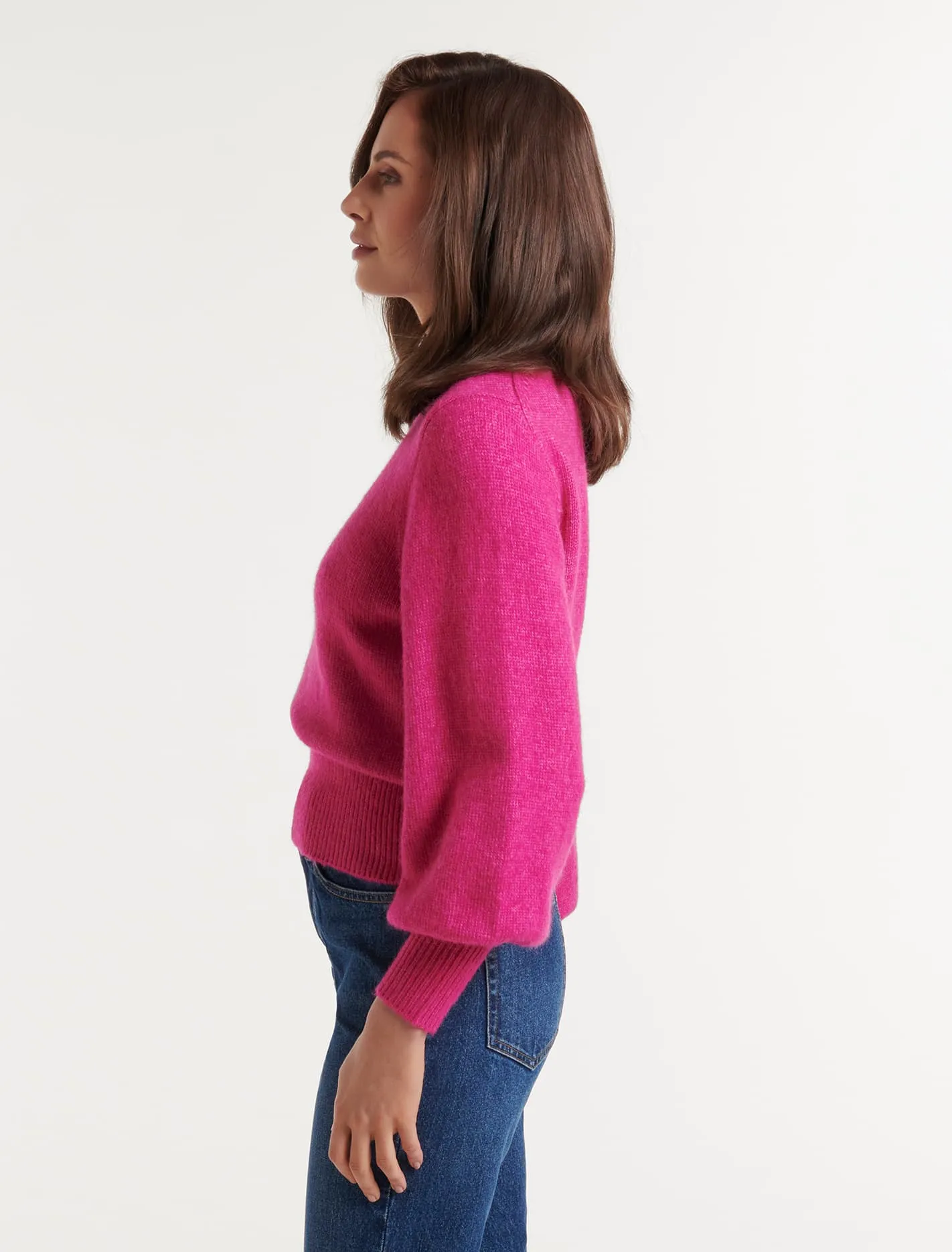 Ella Cinched Blouson Sleeve Knit Jumper